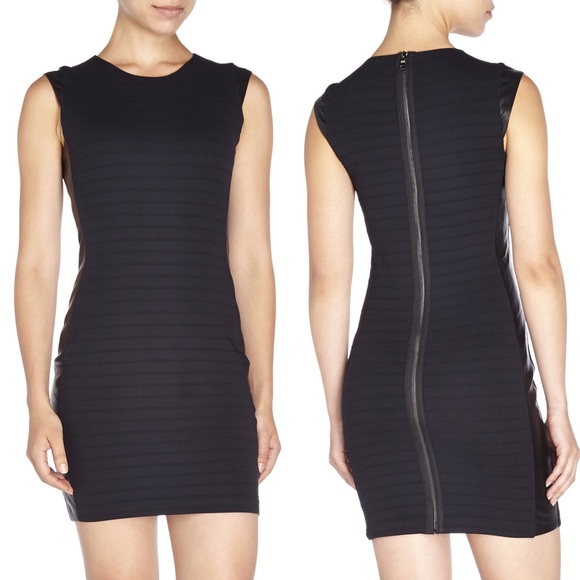 La Pina David Helwani Black Leather Trim Dress S - Picture 5 of 5